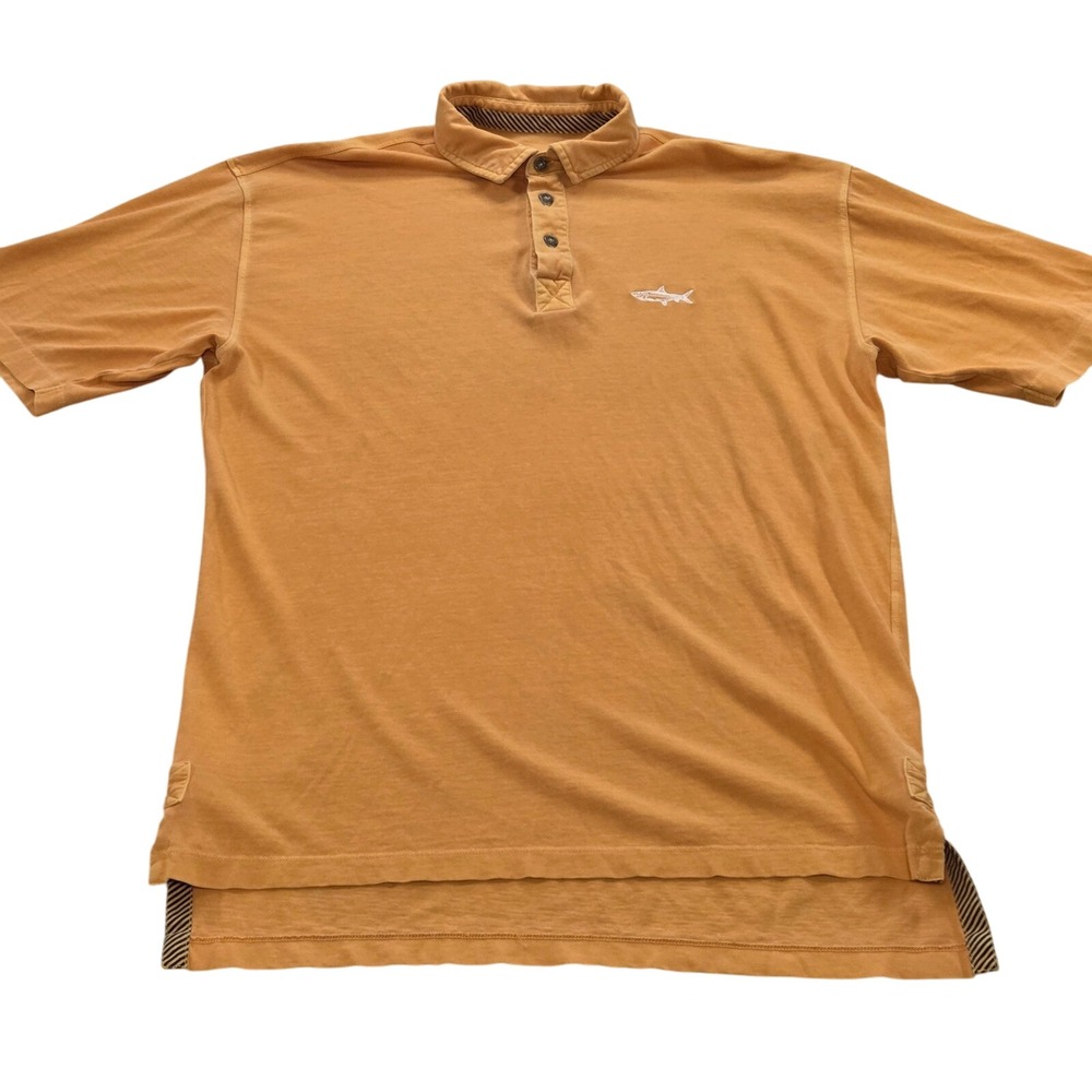 Orvis Mens‎ Medium Polo Shirt Orange Short Sleeve Golf Casual